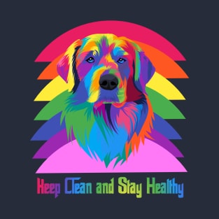 Colorful dog Keep Clean and Keep Health T-Shirt