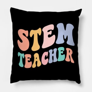 Back To School Teacher Squad Groovy Retro Stem Teacher Pillow