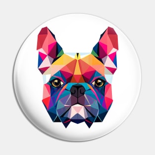 French Bulldog Geometric Portrait - Vibrant Pin