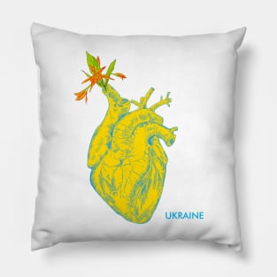 I love Ukraine, an anatomical heart in the colors of the flag. Pillow