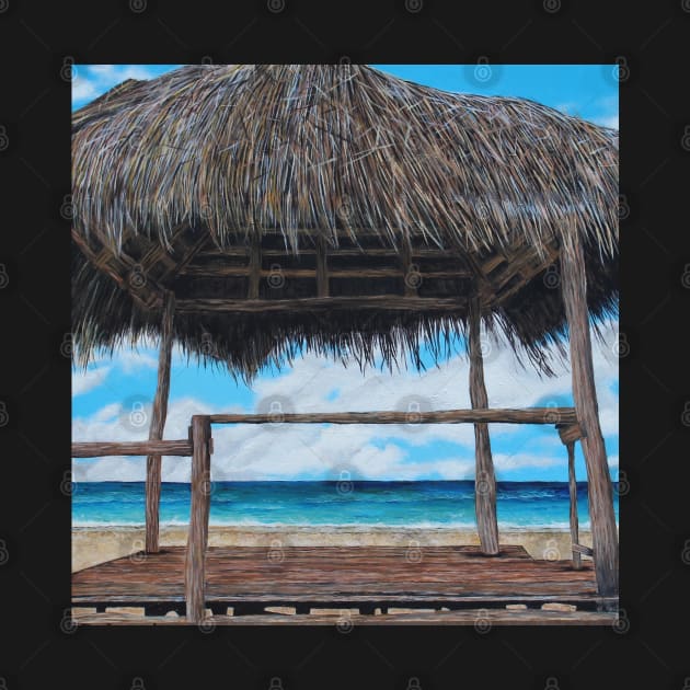 Mozambique Tropical Hut Beach Painting by Designedby-E