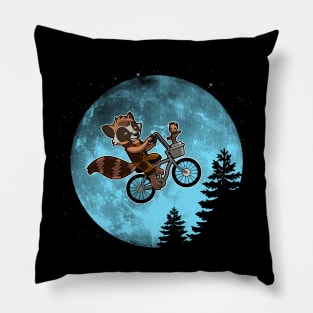 Cute Alien Superhero Raccoon 80's Sci-fi Movie Parody Pillow