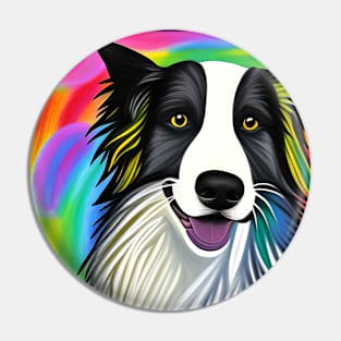 Border Collie Dog Rainbow Painting Pin