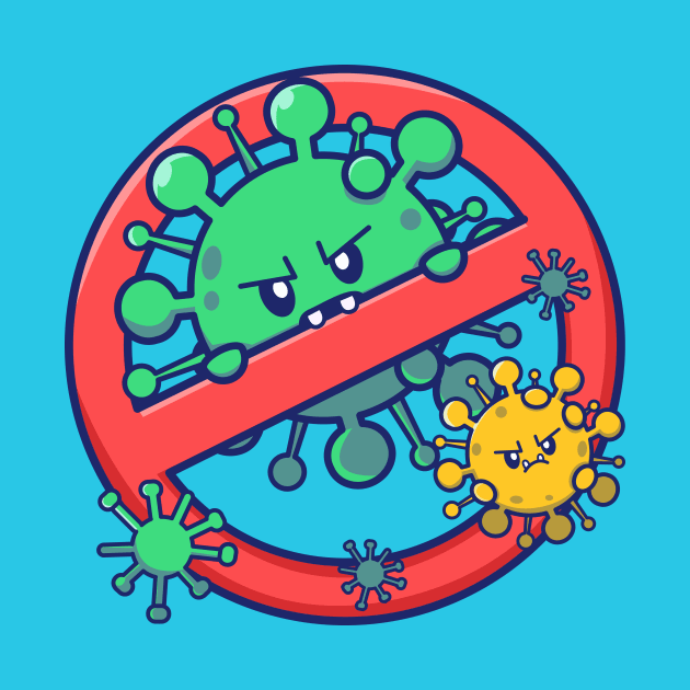 Cute Virus Cartoon With Stop Sign Cartoon (2) by Catalyst Labs