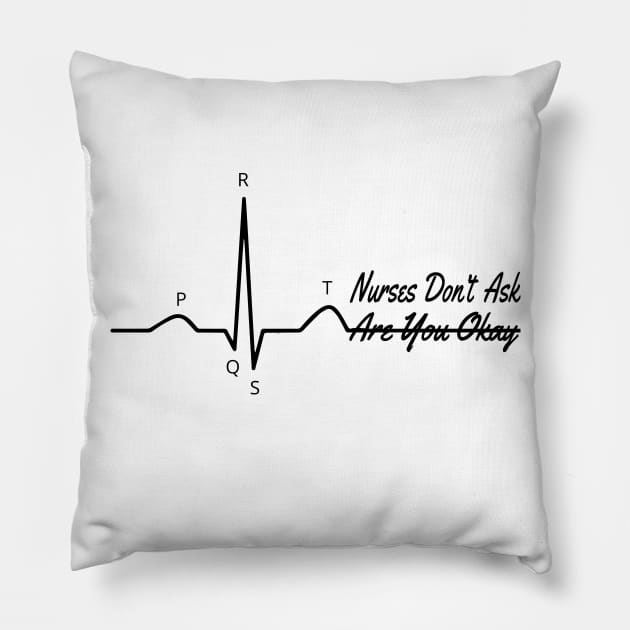 PQRST Funny Nurse Memes Electrocardiogram Wave ECG Pillow by Just Kidding Co.