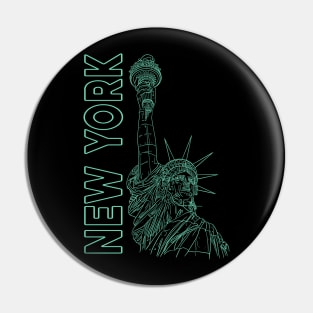 New York with Statue Of Liberty line drawing design #1 Pin