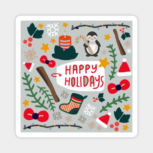 Happy Holidays Pattern Magnet