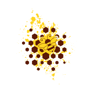 Bee, honeycombs and yellow splash T-Shirt