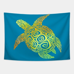 Green mandala turtle Tapestry