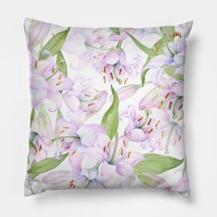 White pink lilies Pillow