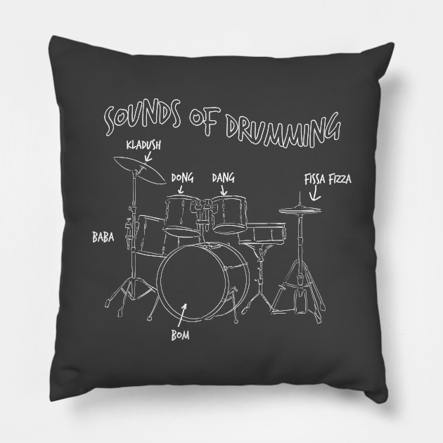 Drummer Gift Sound Of Drumming Pillow by Linco