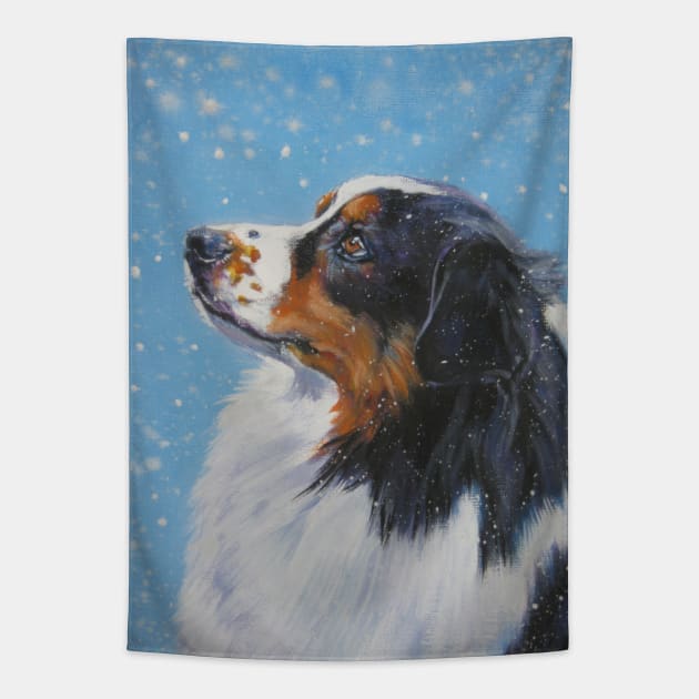 Australian Shepherd Fine Art Painting Tapestry by LASHEPARD