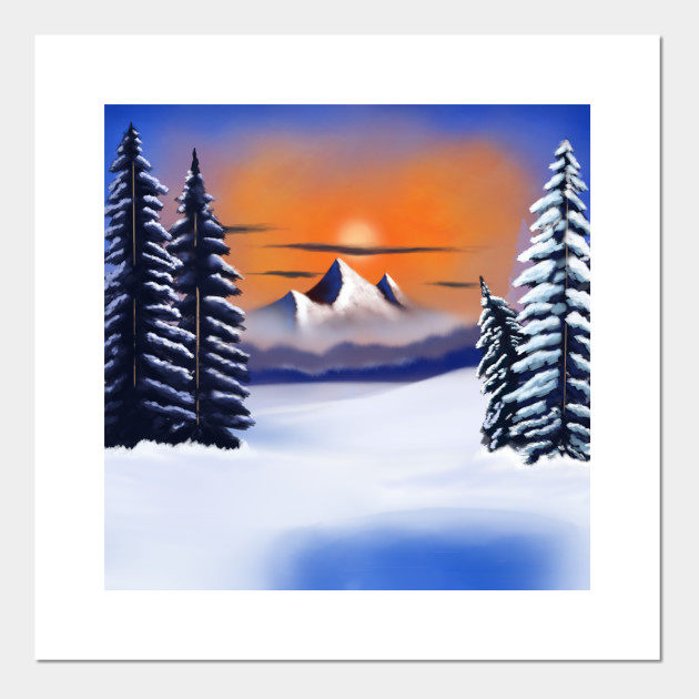 Bob Ross Winter Evergreens Landscape Painting Bob Ross Painting