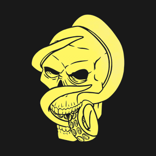 Skull with Tentacles Design Yellow T-Shirt