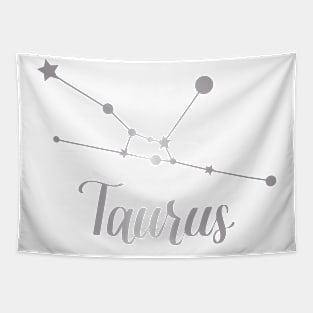 Taurus Zodiac Constellation in Silver Tapestry