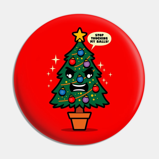 Funny Cute Kawaii Christmas Tree Balls Rant Cartoon Pin by Keira's Art