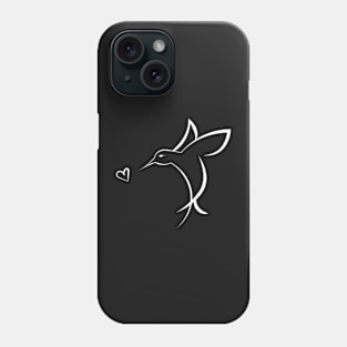 Hummingbird with heart Phone Case