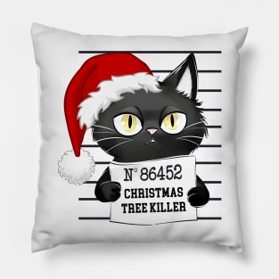 Cute Christmas Tree Killer Cat Pillow
