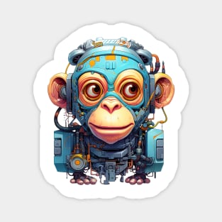 Cartoon monkey robot. T-Shirt, Sticker. Magnet