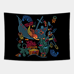 Deep Ocean Pirate's Treasure Tapestry