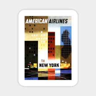 American Airlines to NEW YORK USA Art Deco Vintage Travel Magnet