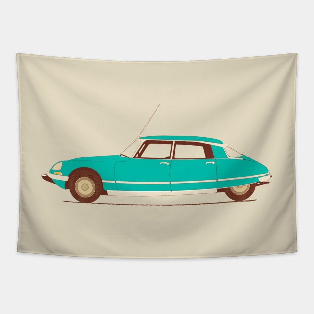 Blue Ride of the Retro Future Tapestry by DevilOlive