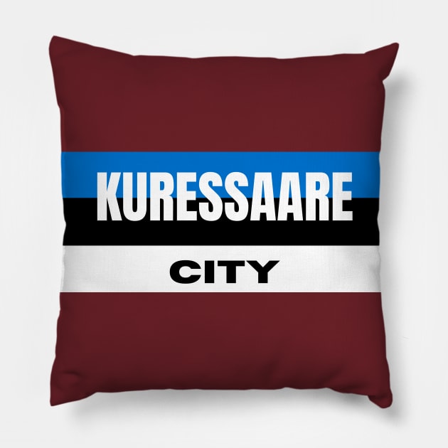 Kuressaare City in Estonia Flag Stripes Color Pillow by aybe7elf