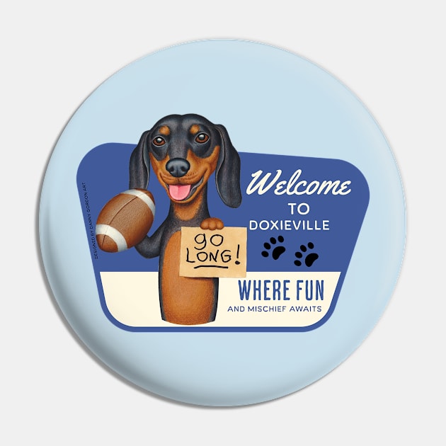 Fun Doxie Dog throwing a football and going long Pin by Danny Gordon Art