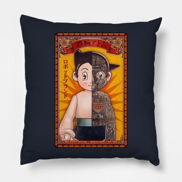 Mighty Atom Brand Matches Pillow by ChetArt