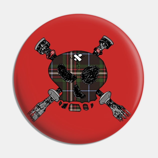 Skull & Cross-Drones Tartan Pin by Lonely_Busker89