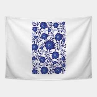 Blue and white Portuguese azulejo inspired pattern Tapestry