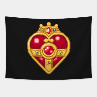 Heart Moon Brooch Pixel Art Tapestry