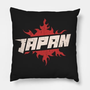 Japan logo badge fire sun emblem typography distressed Pillow