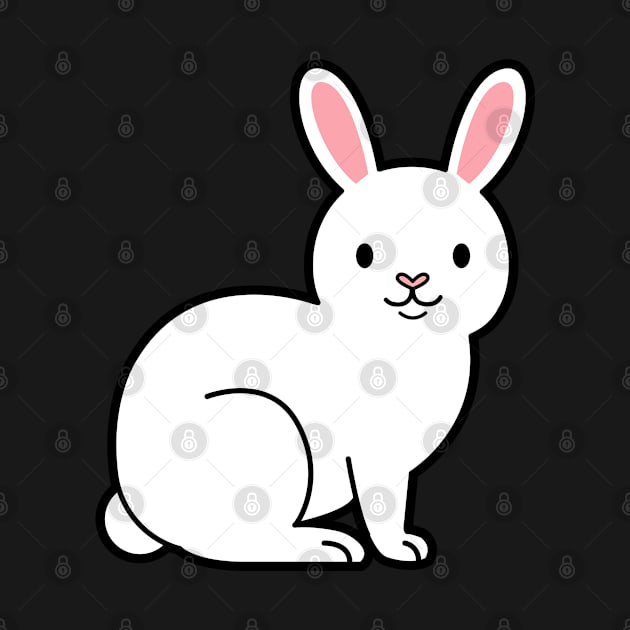 Cute white bunny rabbit sitting down by keeplooping