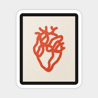 Red heart, Line art Magnet