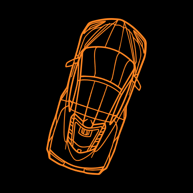 Amplify Orange C8 Corvette racecar Silhouette Outline Amplify Orange Supercar Sports car Racing car by Tees 4 Thee