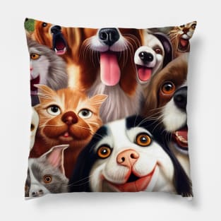 Dog Cat Pet Wild Nature Funny Happy Humor Photo Selfie Pillow