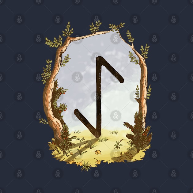 rune eiwaz - magical symbol by Karolina Studena-art