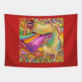 Dog Daze of Summer Psychedelic Blond Labrador Tapestry