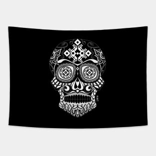 mexican skull in death with a smile ecopop in dark Tapestry