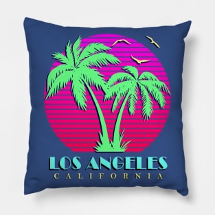 Los Angeles California Palm Trees Sunset Pillow