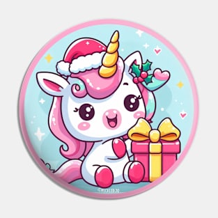 Christmas Unicorn with Gift Pin