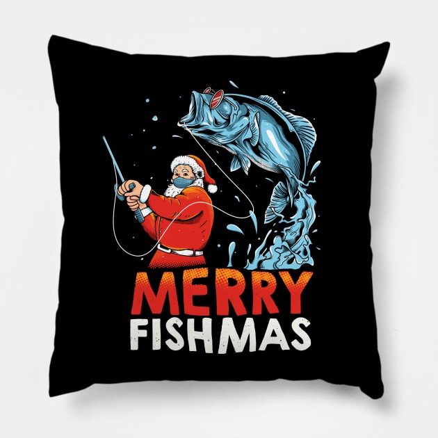 Merry Fishmas – XMAS Santa Christmas gift Pillow by TeeGuarantee