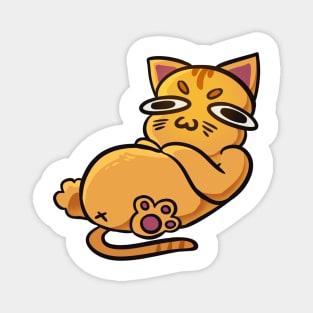 Fat, chonky, well fed funny orange cat Magnet
