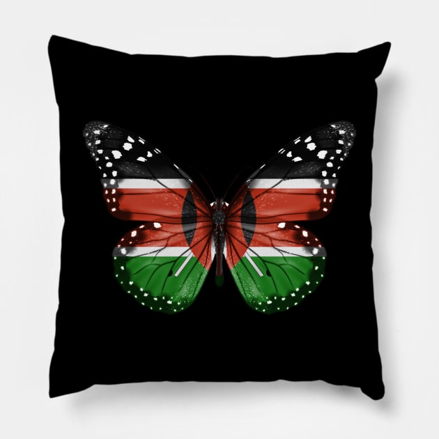 Kenyan Flag  Butterfly - Gift for Kenyan From Kenya Pillow by Country Flags