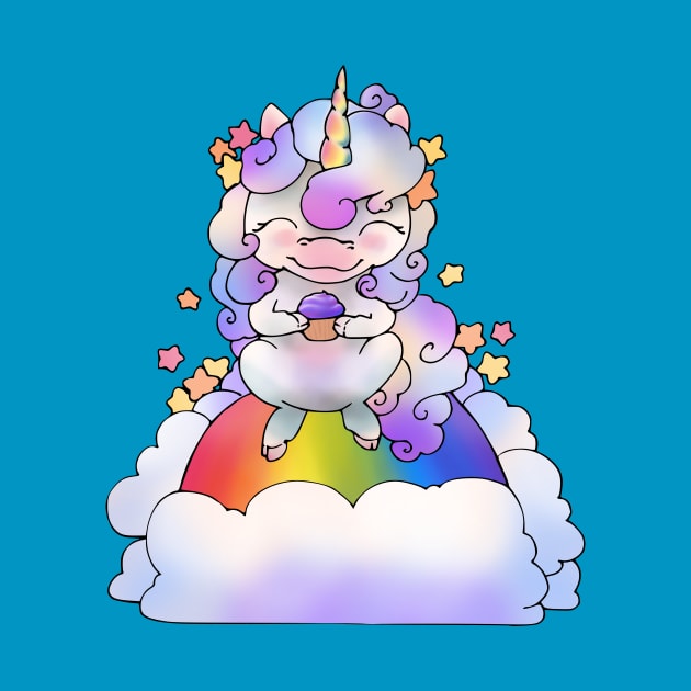 Kawaii Unicorn Cupcake Cloud (and Rainbow!) by LyddieDoodles