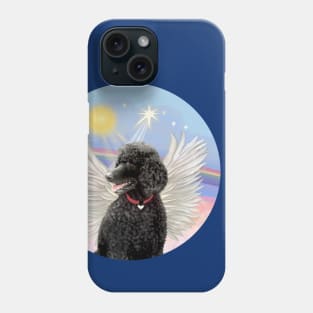 A Black Standard Poodle Floats in Heavens Clouds Phone Case