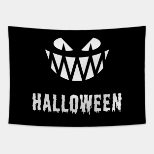 Halloween Fright & Lettering (Jack O’Lantern / Smile / Teeth / White) Tapestry