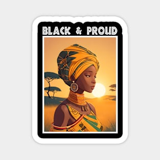 Black And Proud Melanin Afrocentric Magnet