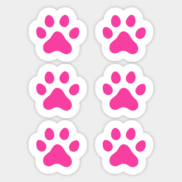 pink paw print stickers, set of six - Paw Print Sticker |